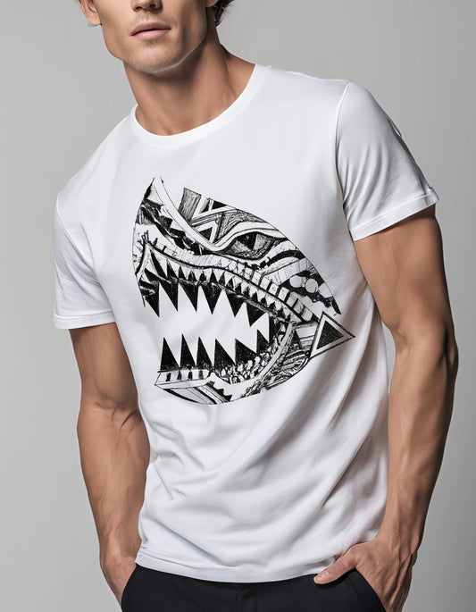 Shark Black and White T Shirt - Maturana Gallery