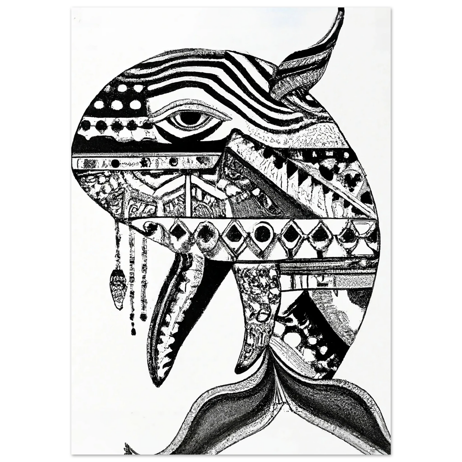 Black and White Wall Art Whale