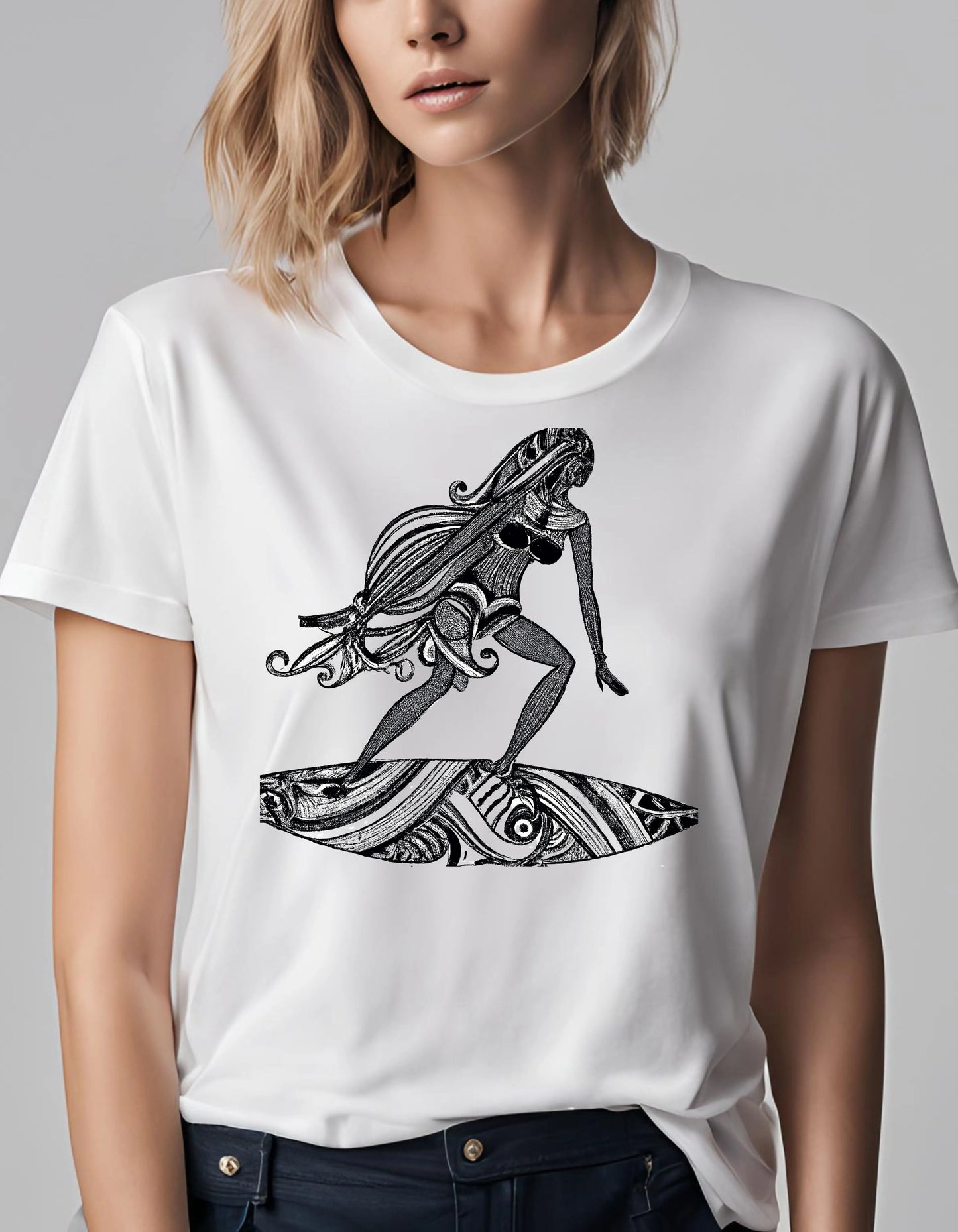 Surf Black and White T Shirt - Maturana Gallery