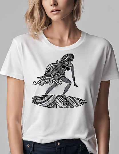 Surf Black and White T Shirt - Maturana Gallery