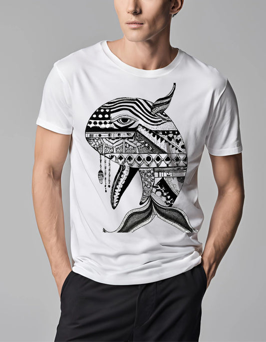Surf Whale Black and White T Shirt - Maturana Gallery