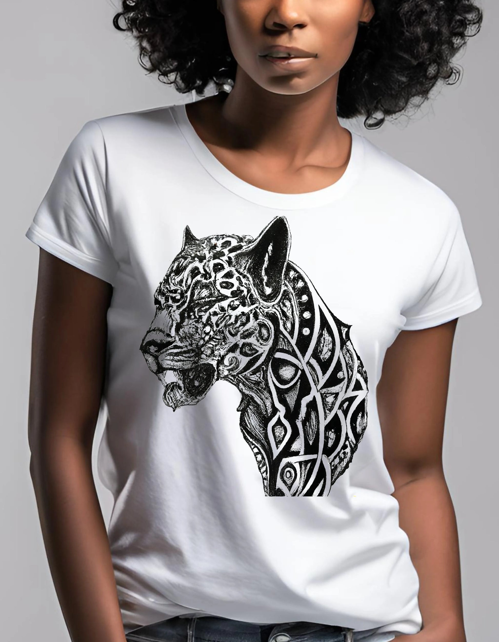 Leopard Black and White T Shirt - Maturana Gallery
